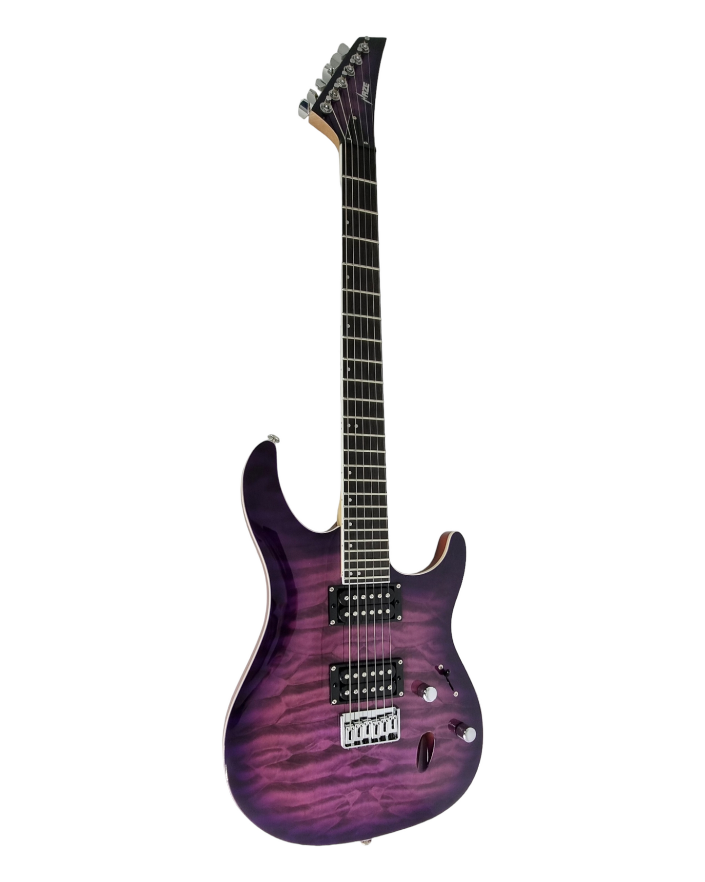 Haze HH Maple Neck Quilted Art Electric Guitar - Purple