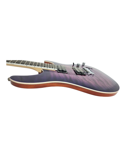 Haze HH Maple Neck Quilted Art Electric Guitar - Purple
