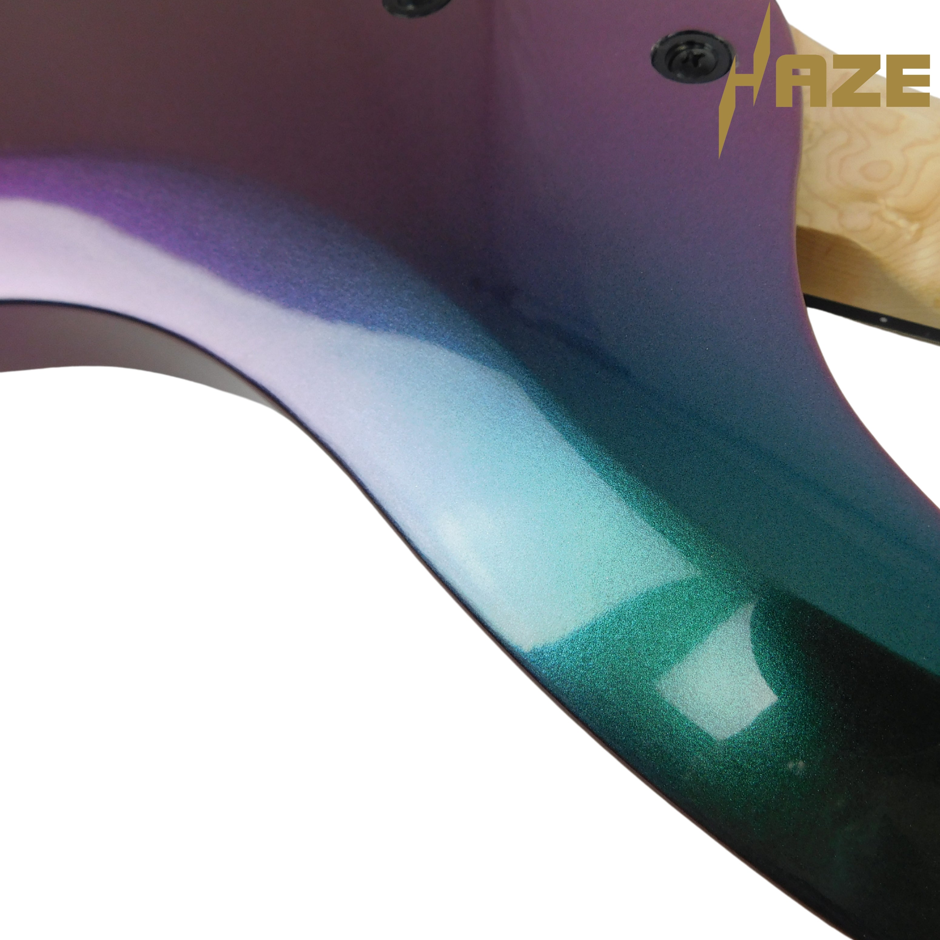 Haze Left-Handed Split/Single Coil Solid Basswood J-Style Electric Bass Guitar - Chameleon SBG385VLH