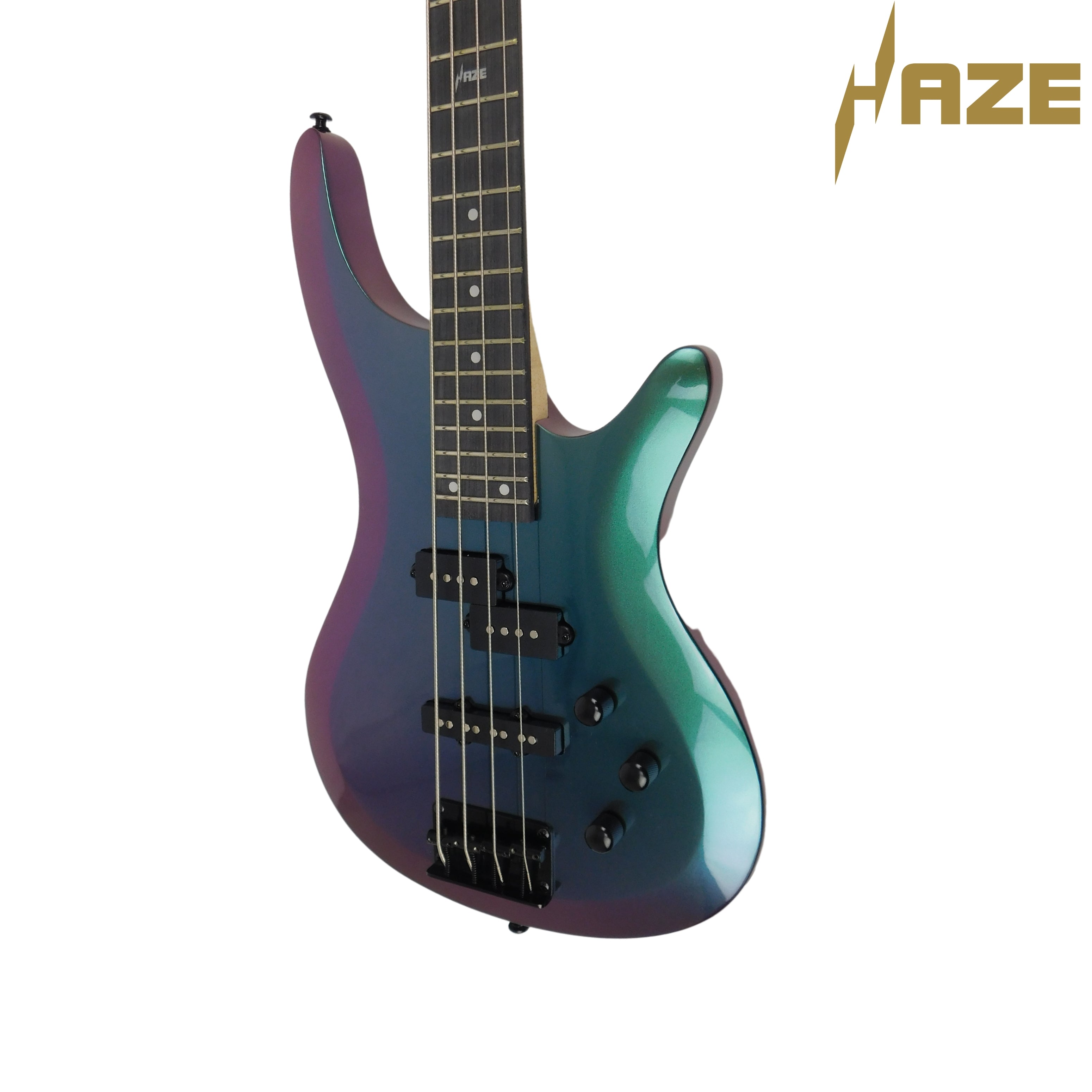 Haze Chameleon Split/Single Coil Solid Basswood J-Style Electric Bass Guitar SBG385V Accessories & CUBEBABY Pedal (Optional)
