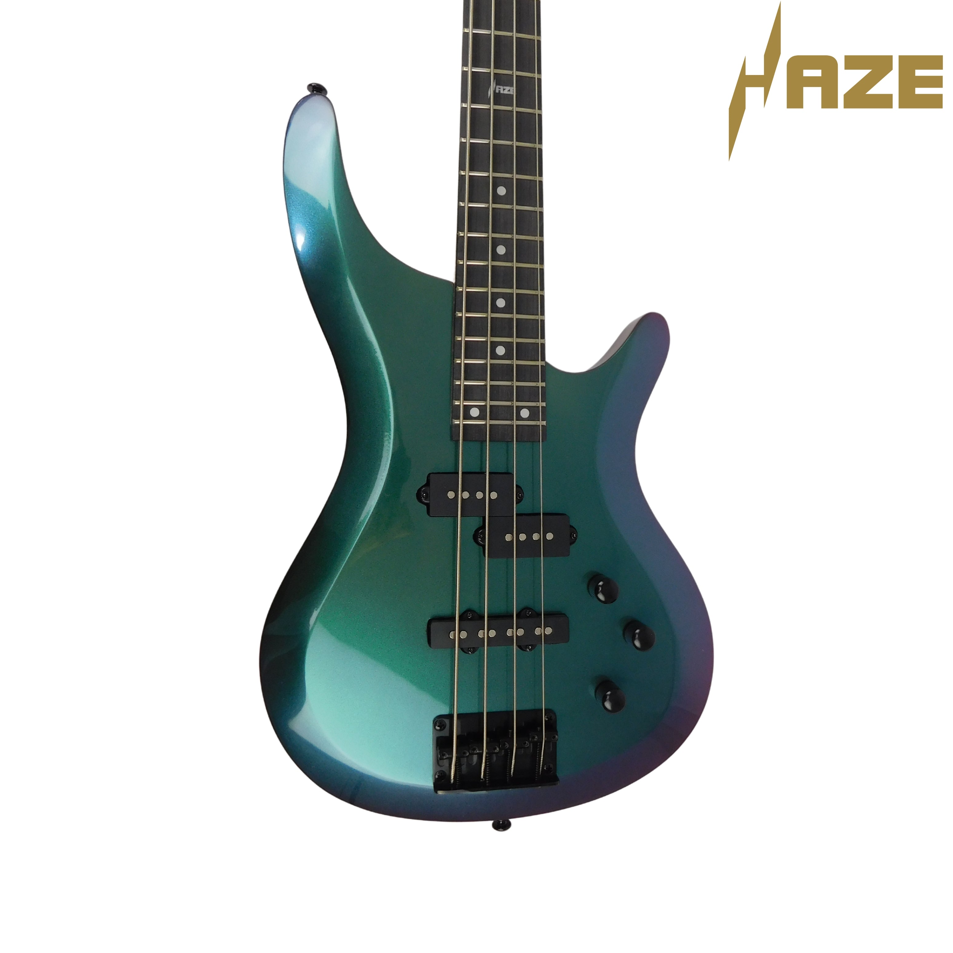 Haze Chameleon Split/Single Coil Solid Basswood J-Style Electric Bass Guitar SBG385V Accessories & CUBEBABY Pedal (Optional)