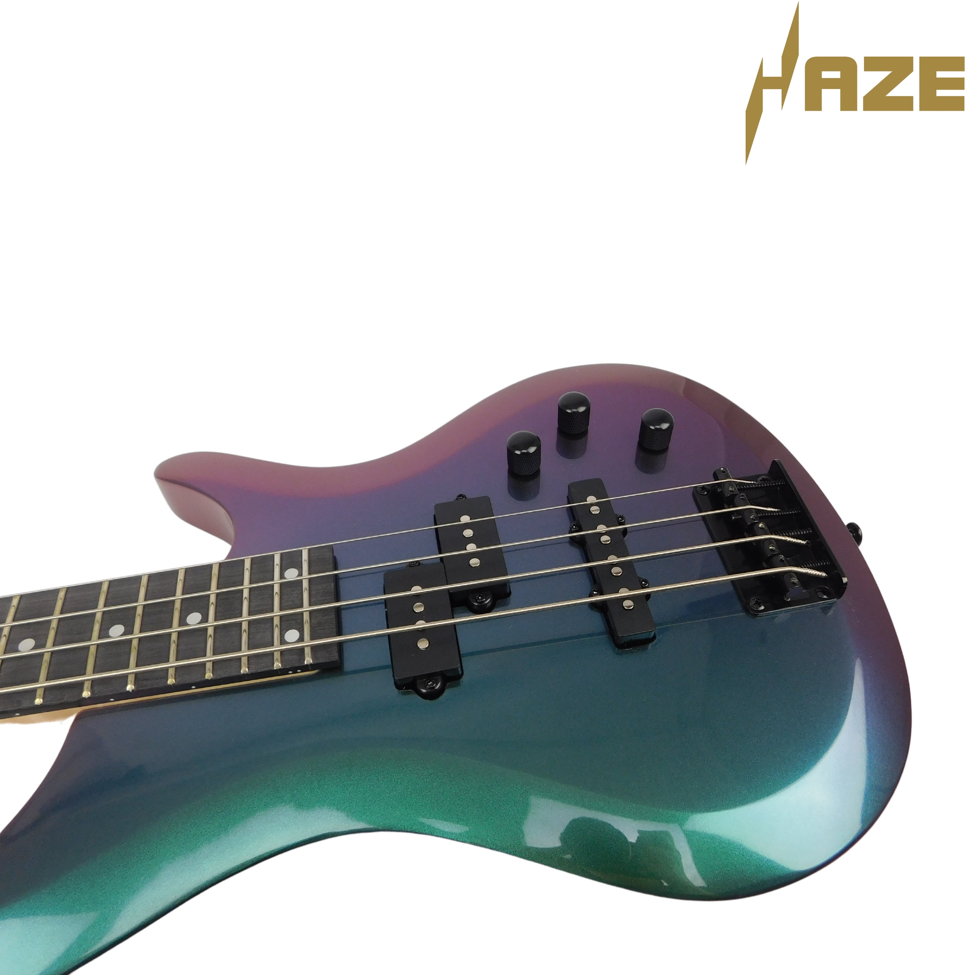 Haze Chameleon Split/Single Coil Solid Basswood J-Style Electric Bass Guitar SBG385V Accessories & CUBEBABY Pedal (Optional)