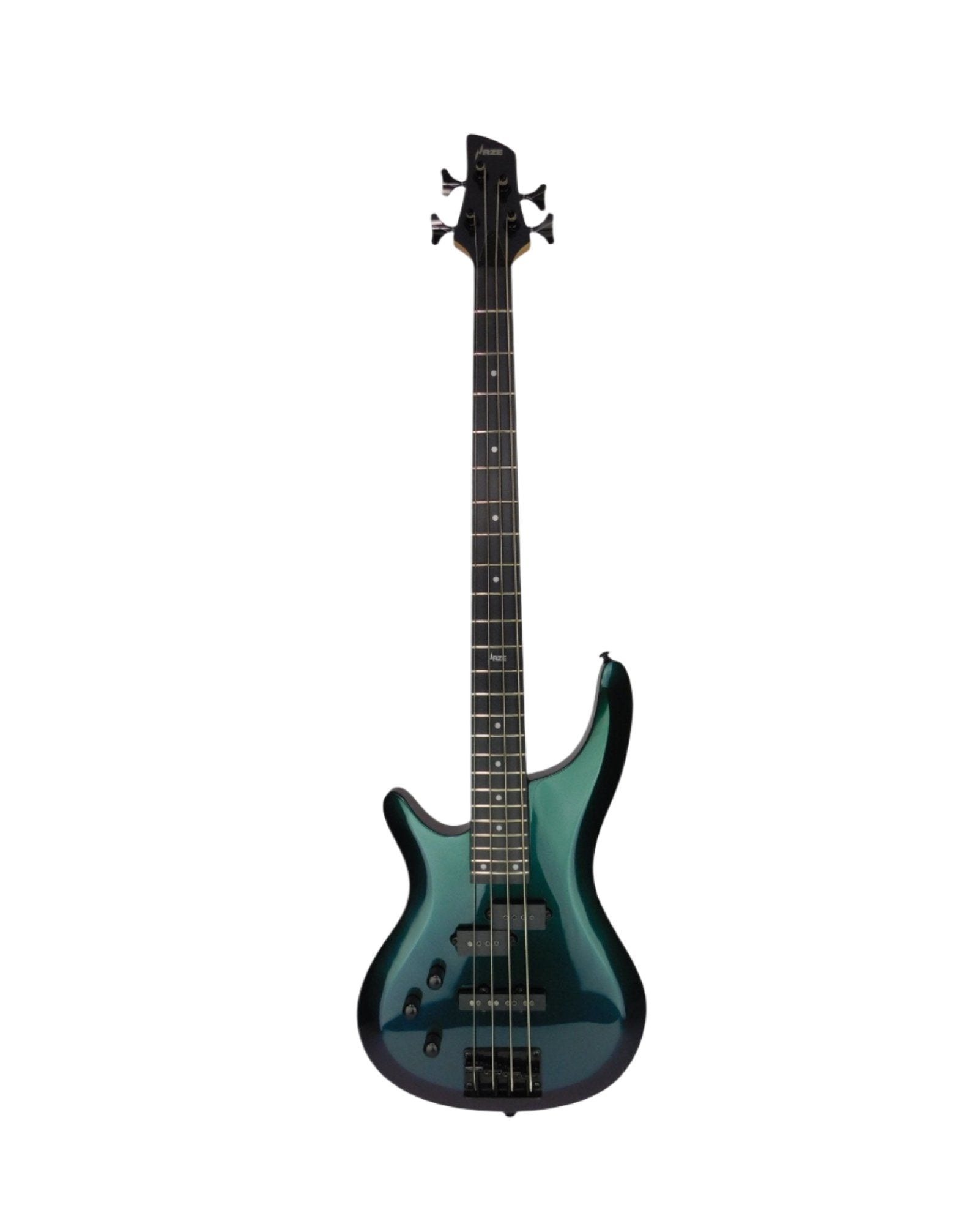 Haze Left-Handed Split/Single Coil Solid Basswood J-Style Electric Bass Guitar - Chameleon SBG385VLH