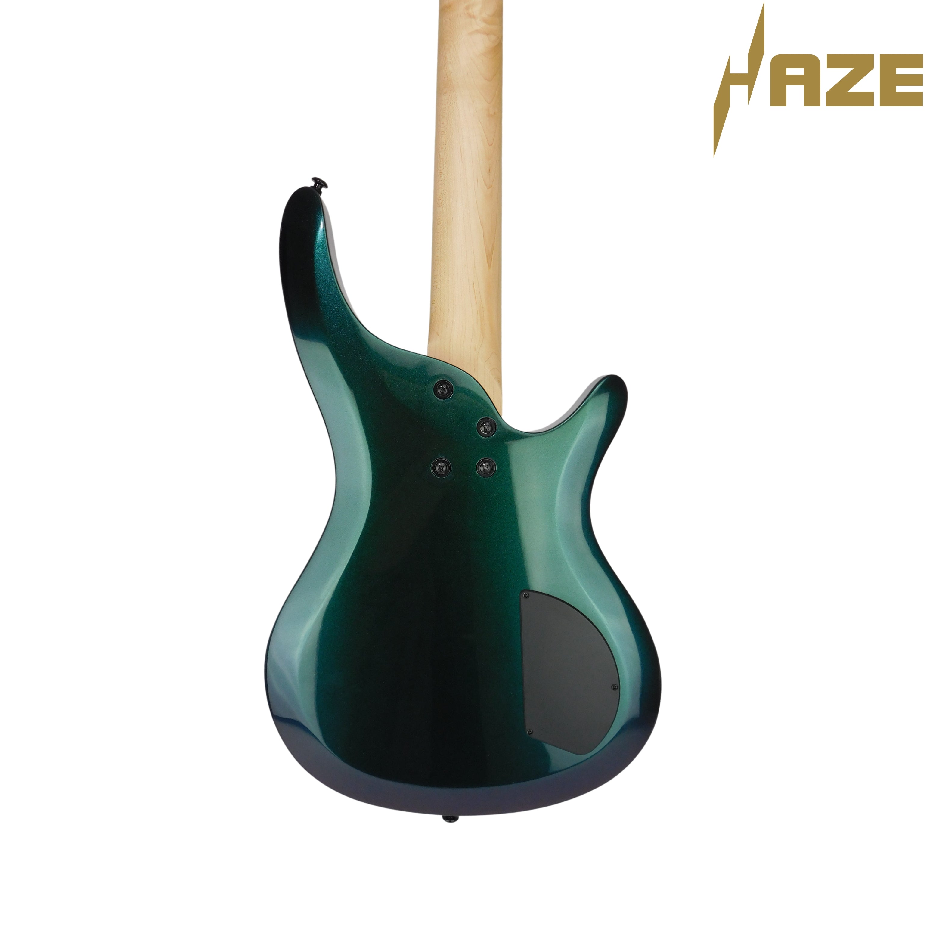 Haze Left-Handed Split/Single Coil Solid Basswood J-Style Electric Bass Guitar - Chameleon SBG385VLH