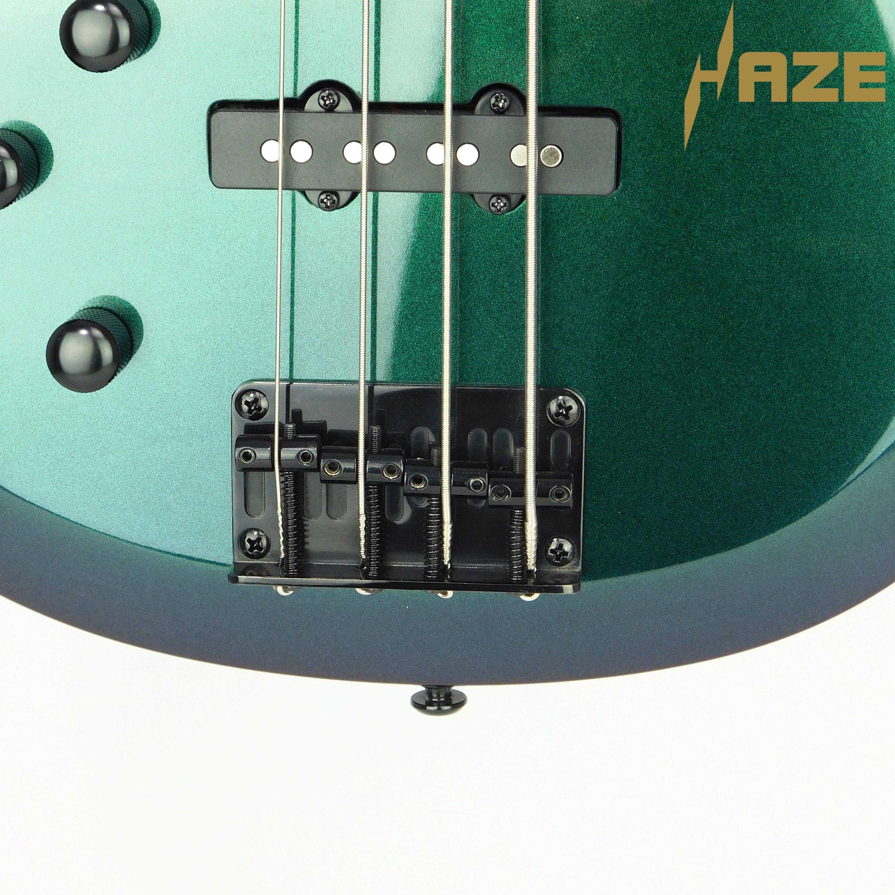 Haze Left-Handed Split/Single Coil Solid Basswood J-Style Electric Bass Guitar - Chameleon SBG385VLH