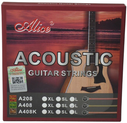 5x Alice A408KSL Acoustic Guitar Strings Light Stainless Steel Anti-rust