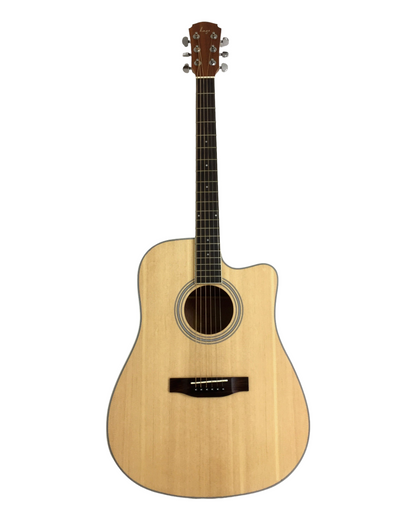 Haze Solid Spruce Top Dreadnought Stripe Rosette Acoustic Guitar - Natural CD60MCN