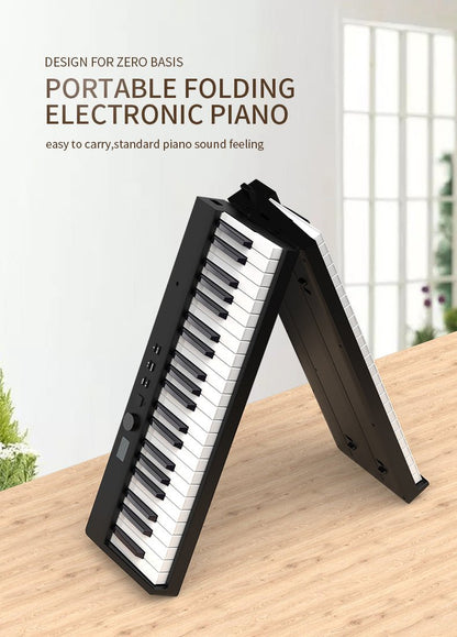 Portable 88 Keys Foldable/ Rechargeable Digital Piano Electronic Keyboard PJ88C
