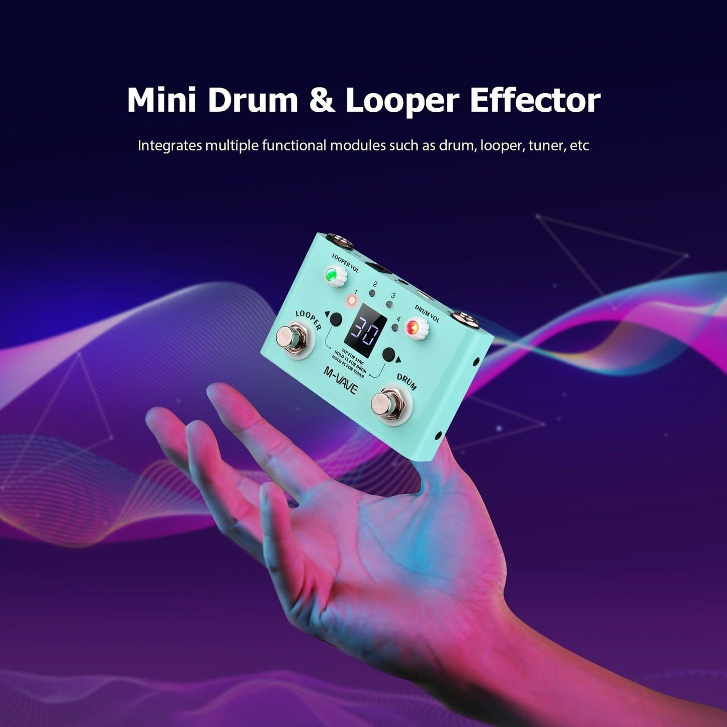 M-VAVE LOST TEMPO Effect Pedal Drum & Looper Effector Mini 2-in-1 Looper & Drum
