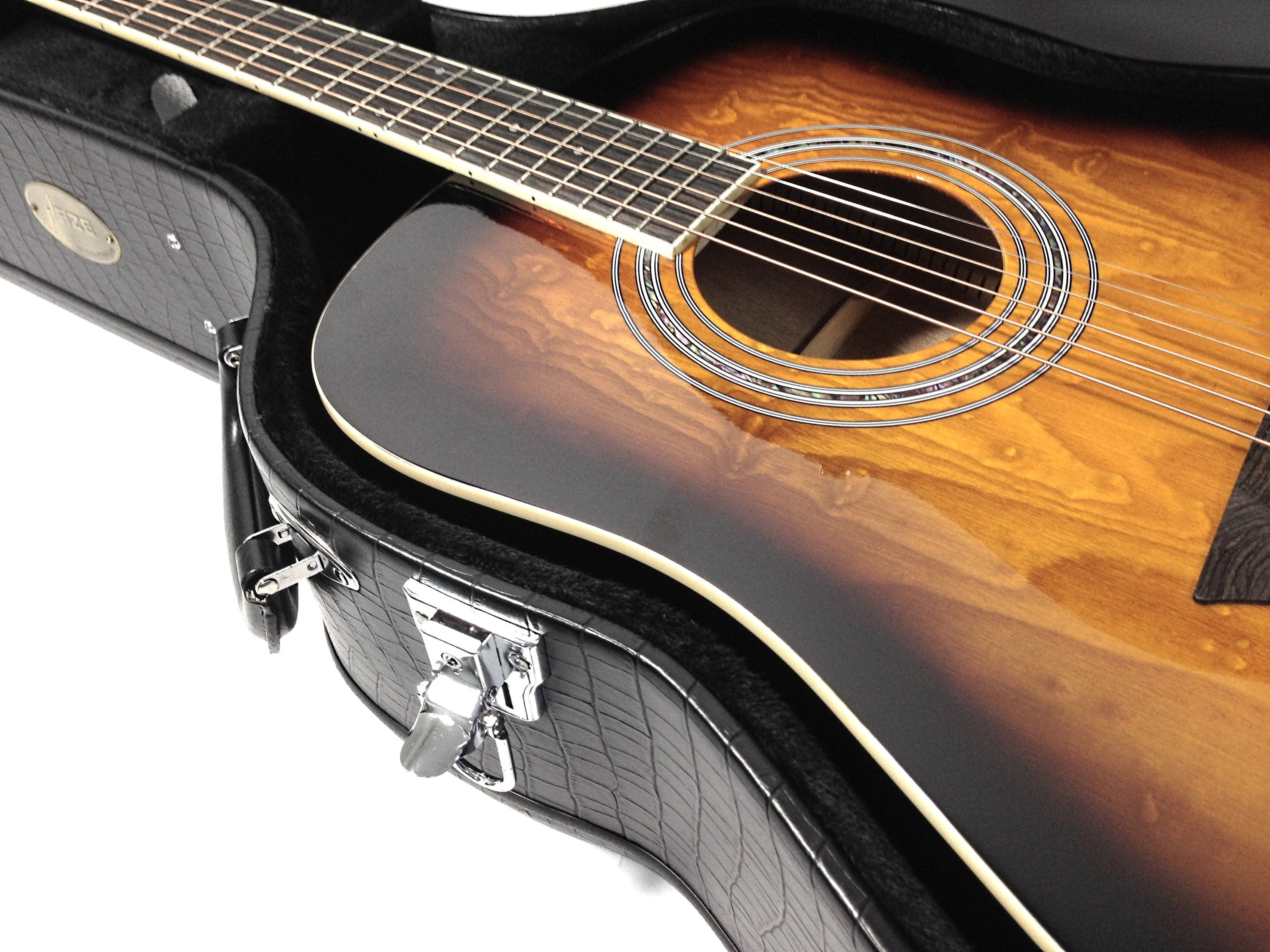 Haze 20DBK Dreadnought Acoustic Hard Case - Lockable, Black Croc Print