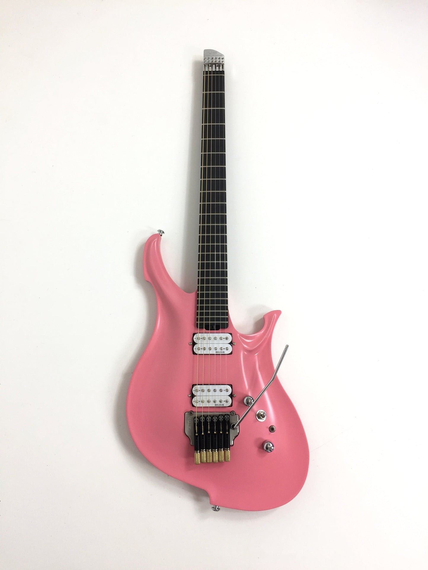 KOLOSS GT5HPK Pink Headless Aluminum Body Carbon Fibre Neck Electric Guitar + Bag