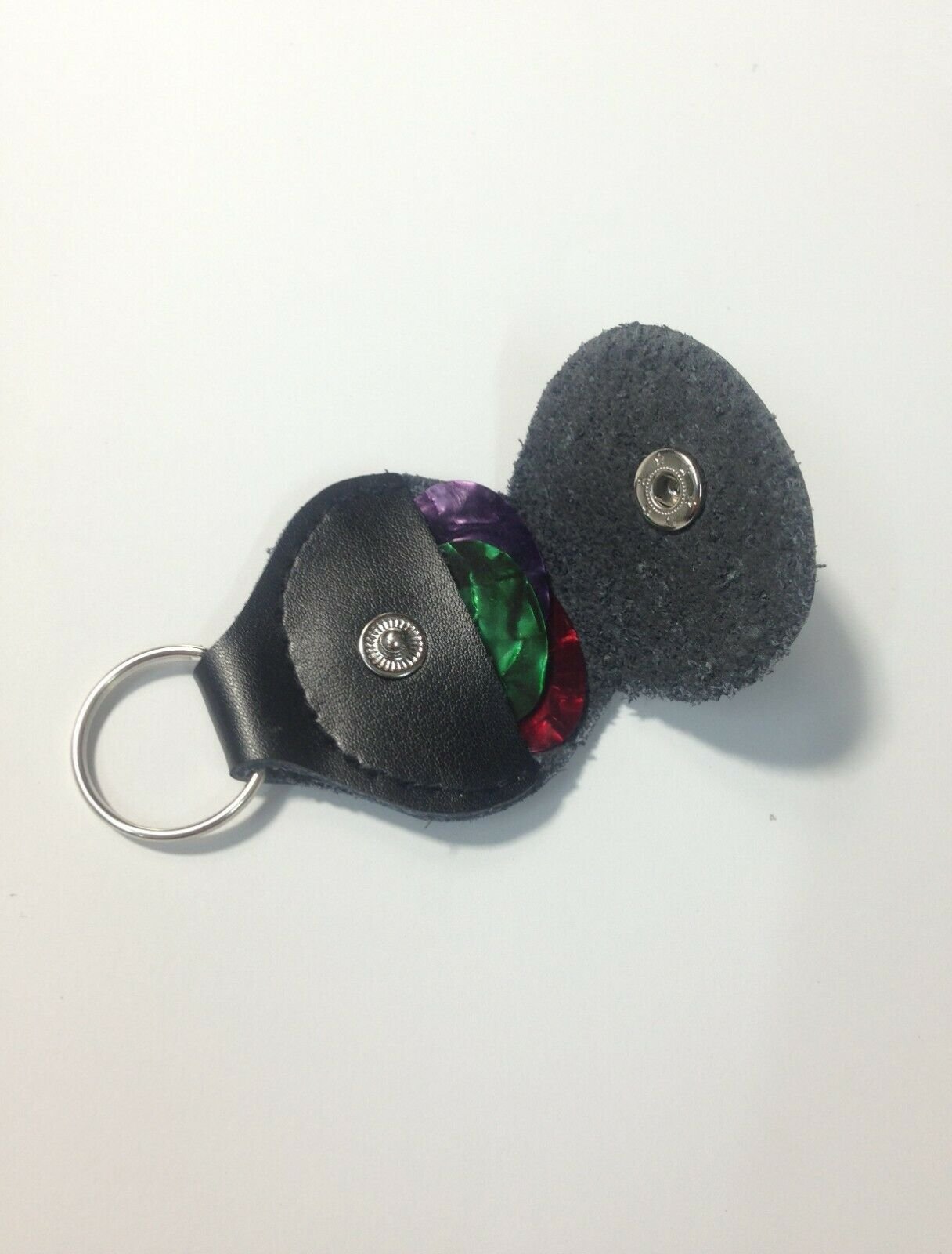 Haze PH22 Leather Pick-Holder + 3 Guitar Picks, Key Ring, Black