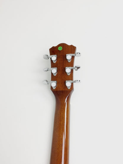 Caraya Left-Handed Built-In Pickups/Tuner OM Cutaway Acoustic Guitar - Natural HSGYPSYCEQGCLH