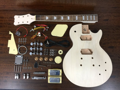 HSLPP19340DIY LP Solid Basswood Body Electric Guitar DIY Kit, No-Soldering, Silver Hardware with bolt-on neck