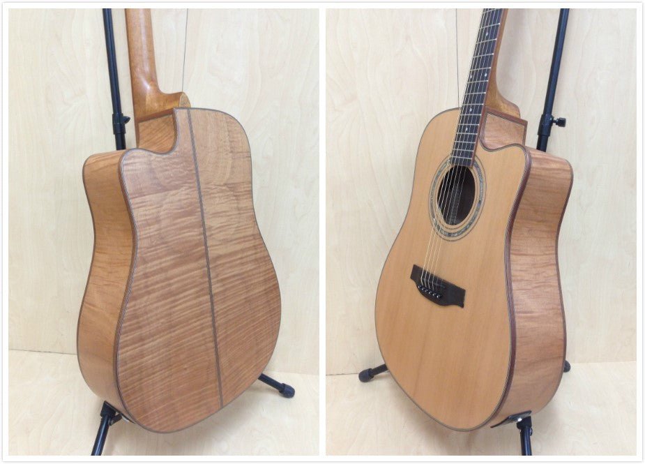 Klema K200DCCE Solid Canadian Cedar Top Flamed Maple Body Dreadnought Cutaway Acoustic Guitar - Natural