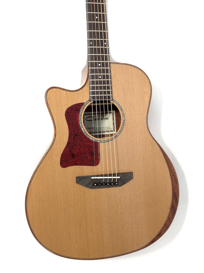 Haze Left-Handed Solid Canada Cedar Jumbo Acoustic Guitar - Natural A2016CEQARCEDARLH