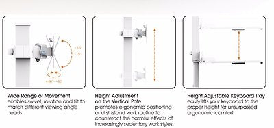 Height Adjustable Stand sit and stand work station with Single Display Mount or Clamp DWS03-T01BK