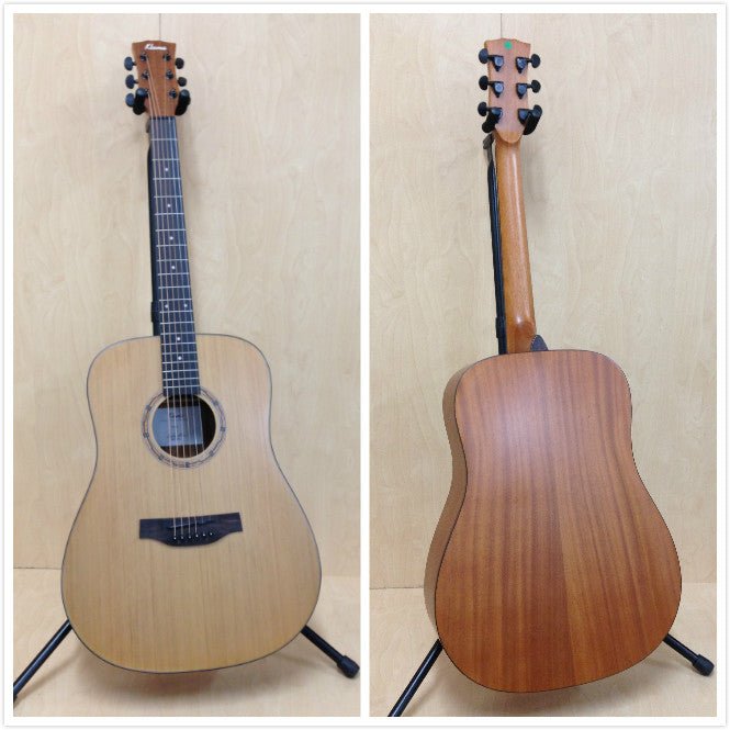 Klema K100DC Solid Cedar Top Dreadnought Acoustic Guitar, Natural Matt +Free Gig Bag