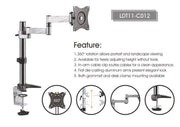 Elegant Aluminum LCD VESA Desk Mounts For most 13"-27" LCD monitors LDT11-C012