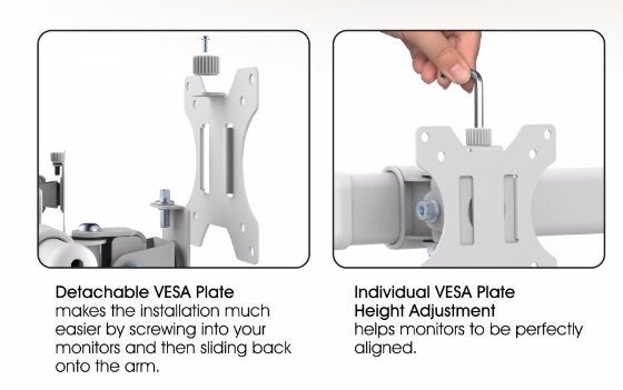 Height Adjustable Stand Desk with Single Display Mount or Clamp DWS03-T01WH