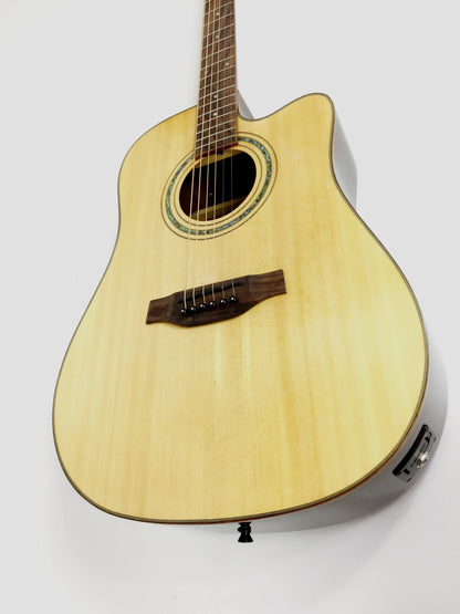 Klema Solid Spruce Top Indian Rosewood Body Fishman Pickup/Tuner Acoustic Guitar - Natural K300JSCE