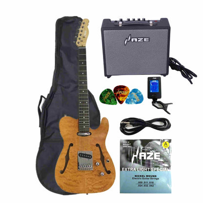 Haze HSTL19012FHQN Electric Guitar, 10W Amp, Accessories Pack