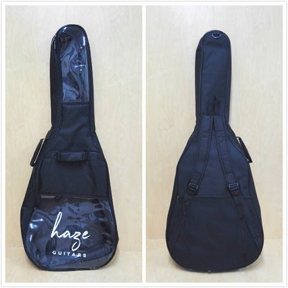 Haze ABD42B2 Partial Clear Top Acoustic Guitar Soft Bag, Waterproof, Black