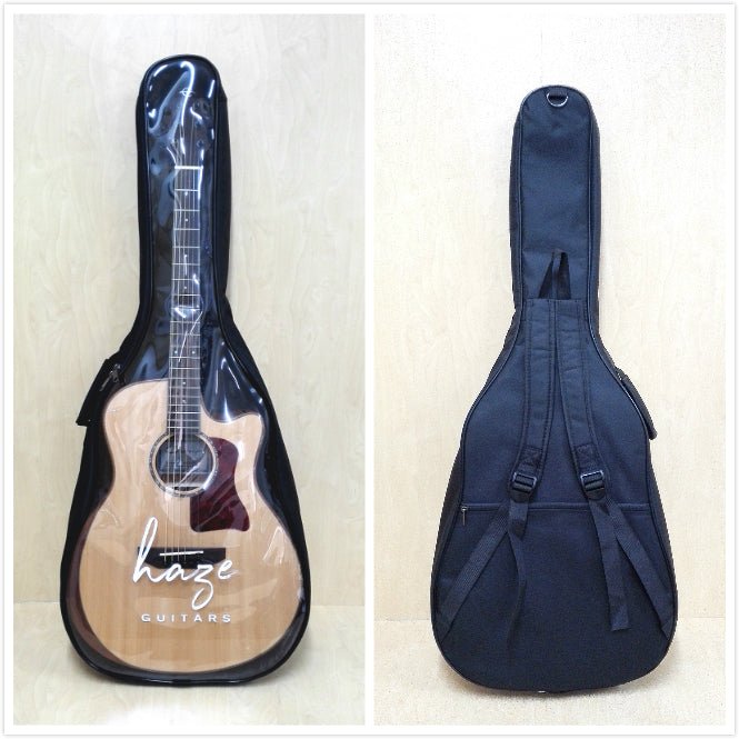 Haze ABD42B1 Clear Top Acoustic Guitar Gig Bag, Waterproof, Black/Clear
