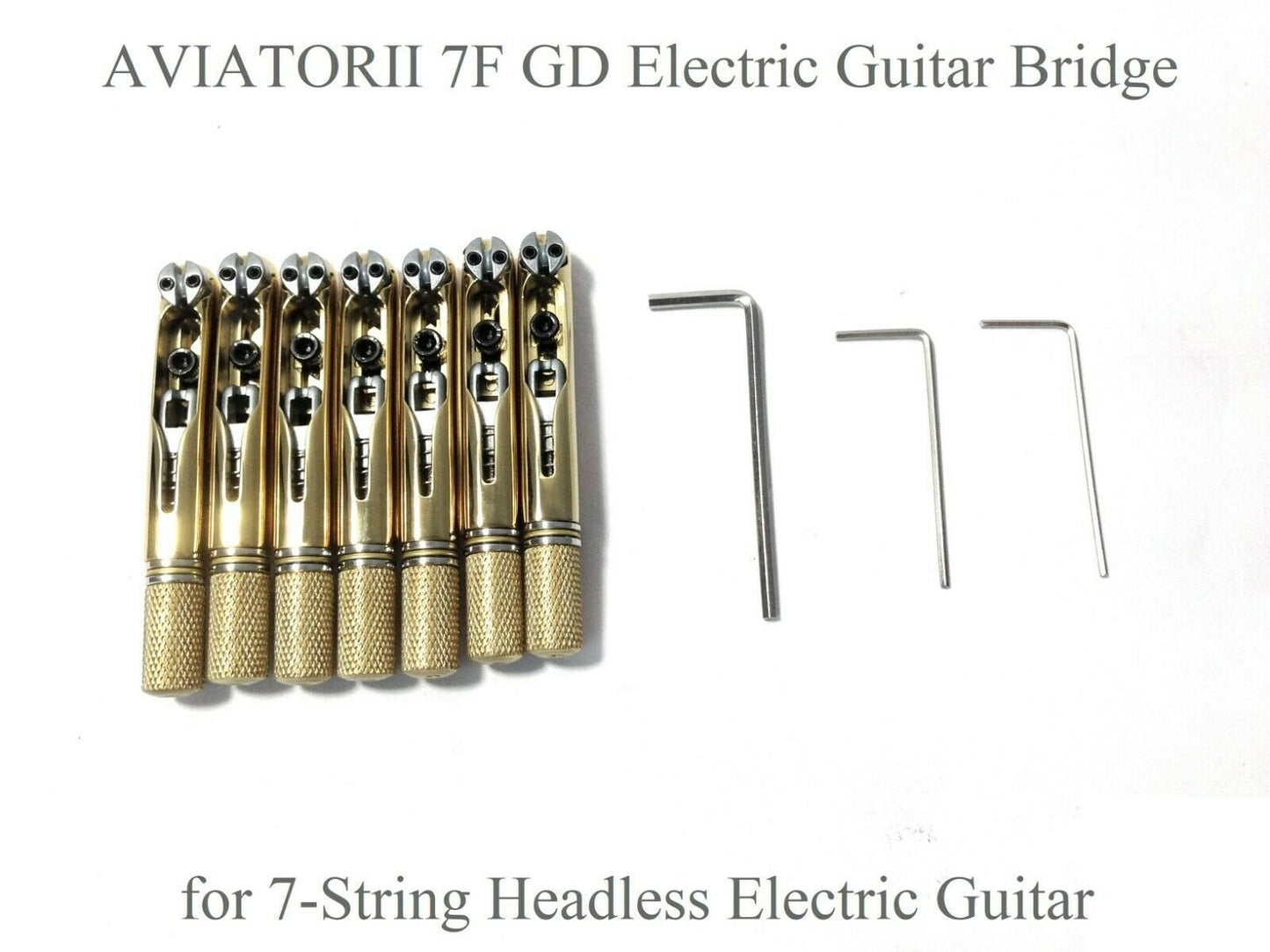 Koloss AVIATOR II 7F GD Bridge for 7-String Headless Electric Guitar, Gold-Tone