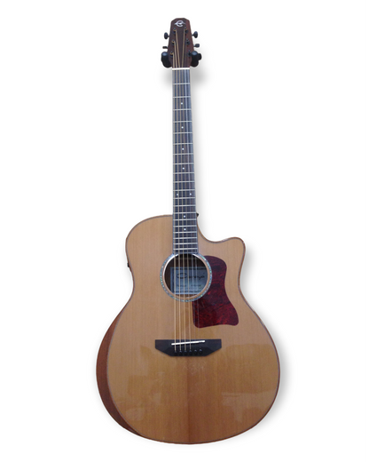 Caraya Solid Cedar Built-In Pickup/Tuner Beveled Armrest Acoustic Guitar - Natural A2016CEQARCEDAR