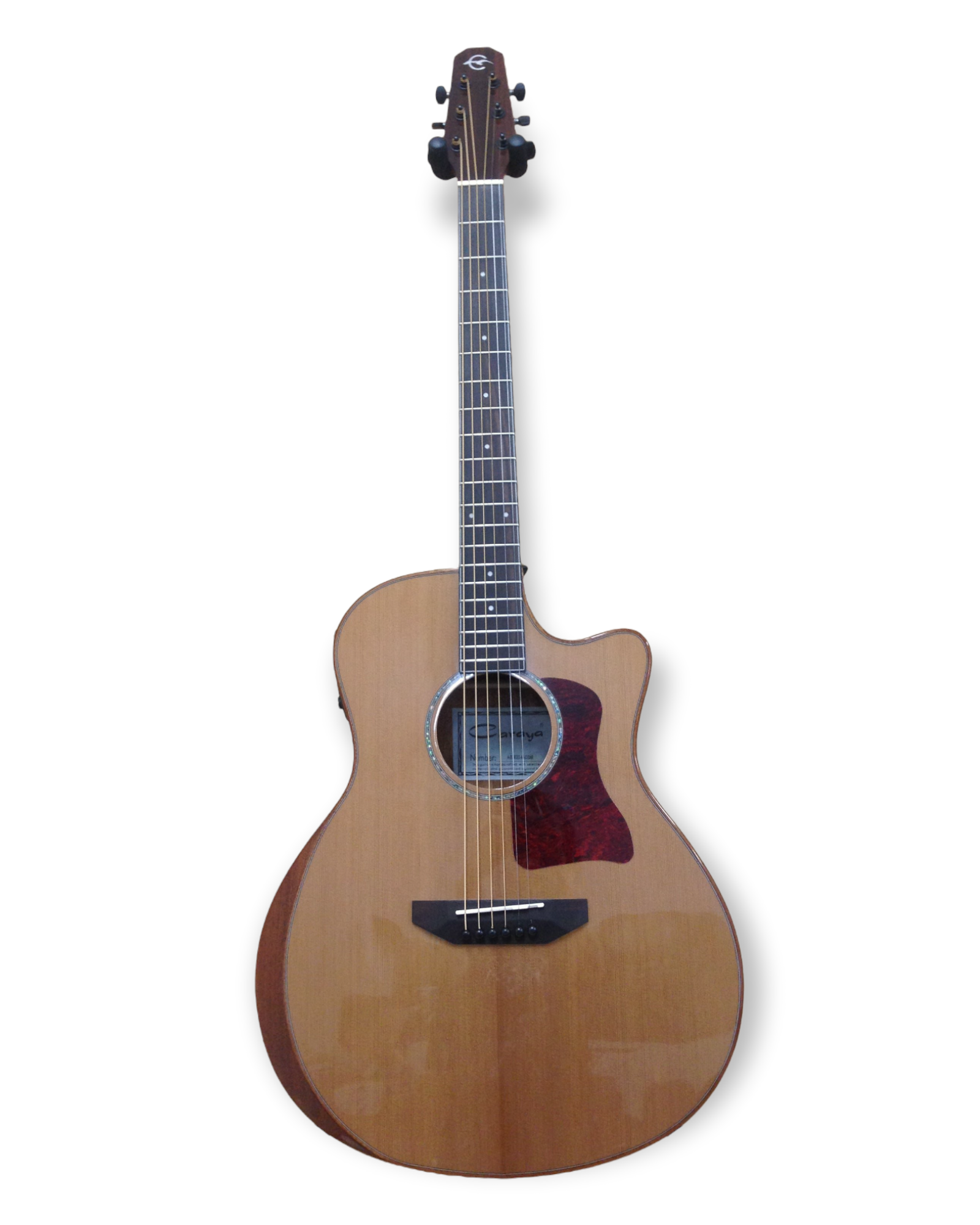 Caraya A2016CEQARCEDAR Solid Cedar Built-In Pickup/Tuner Beveled Armrest Acoustic Guitar - Natural