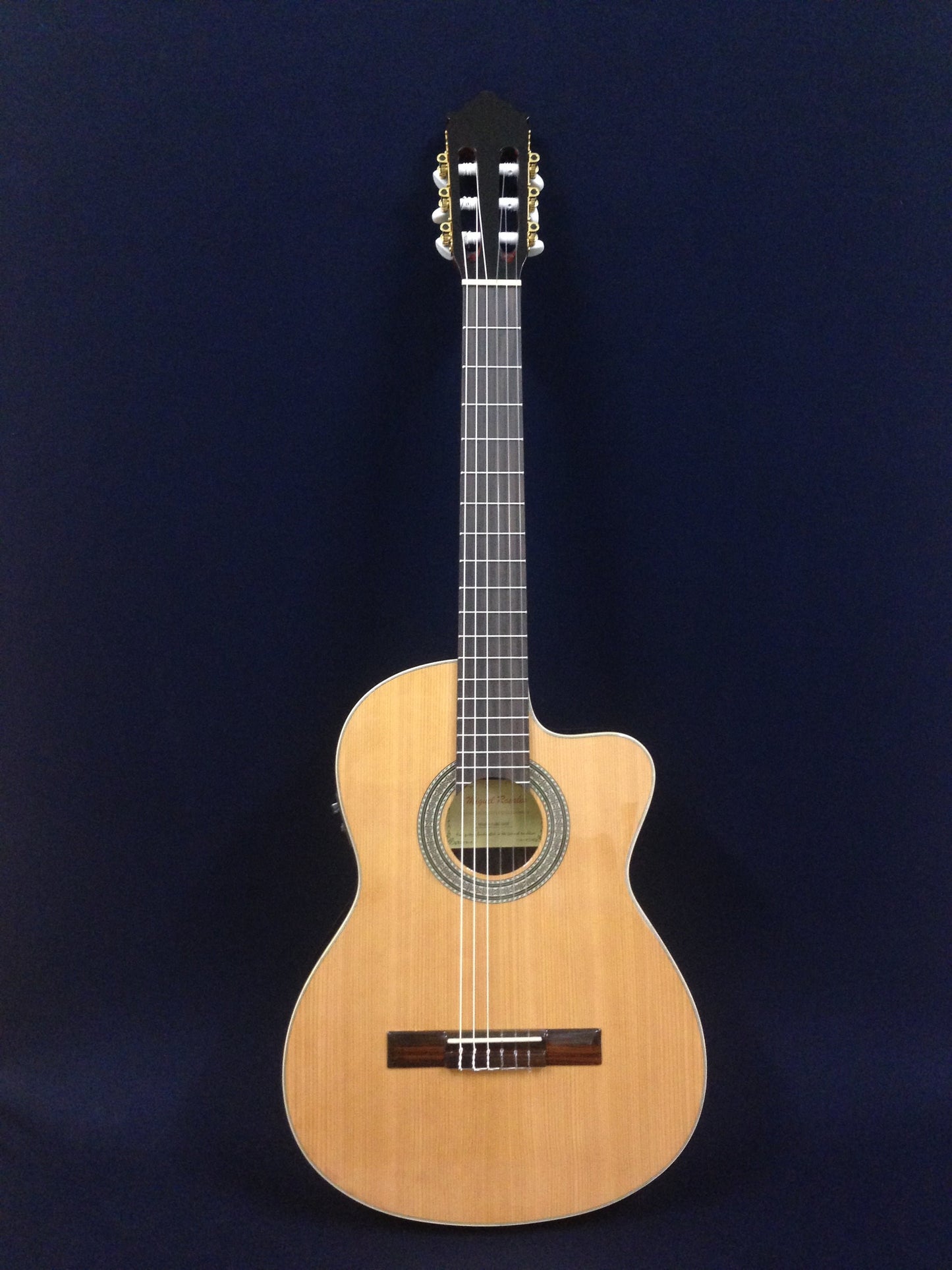 Miguel Rosales Solid Cedar Thin-Body Cutaway Built-In Pickup/Tuner Classical Guitar - Natural C3BCEQCR