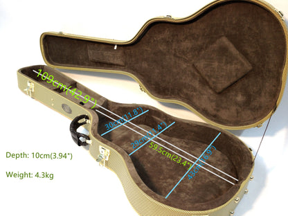 Haze HPAA19020HA Gold Tweed Hard Guitar Case for ES335 Gibson Lockable