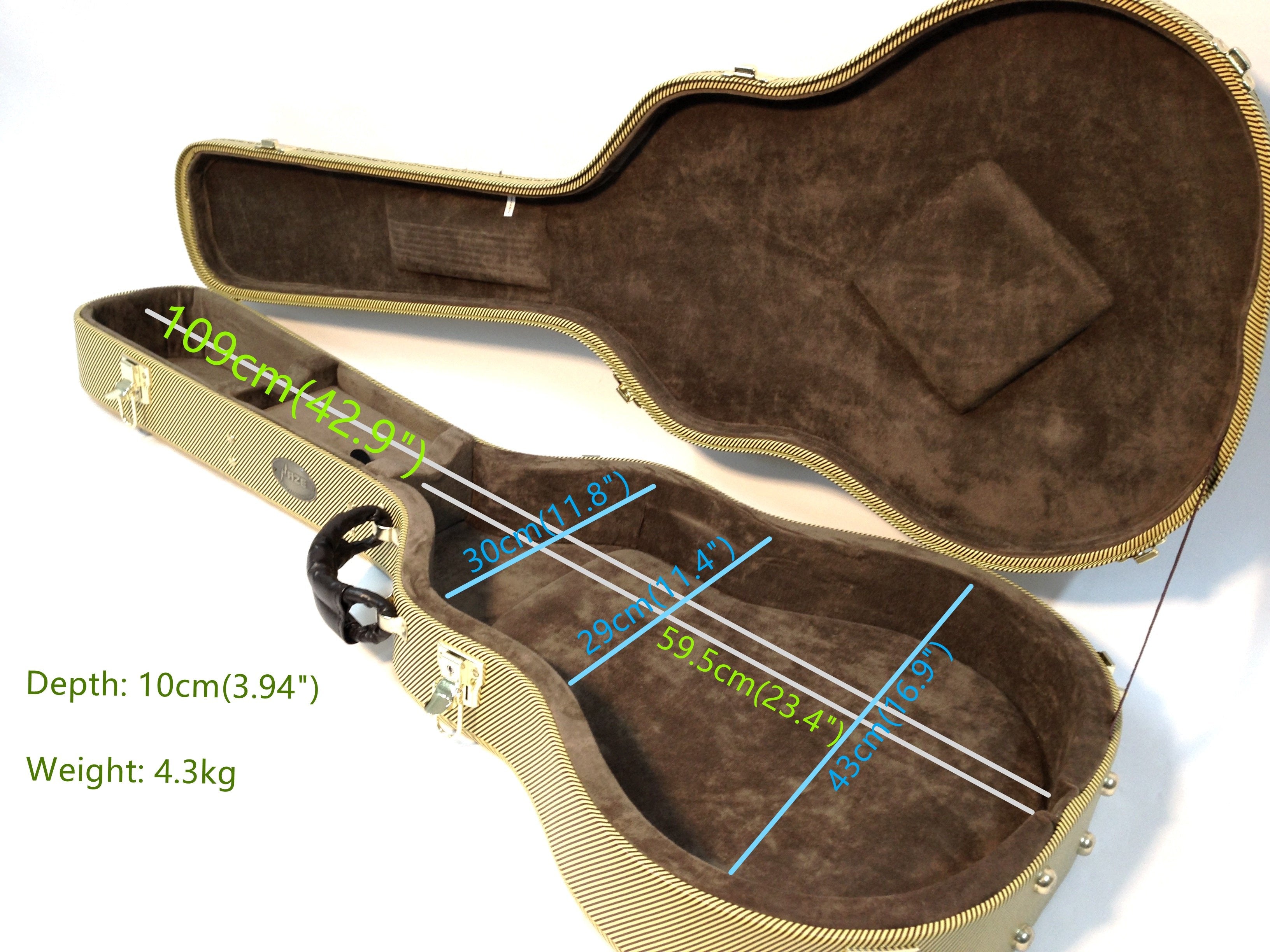 Haze 20HA Semi-Hollow Electric Guitar Hard Case - Lockable, Yellow Twill