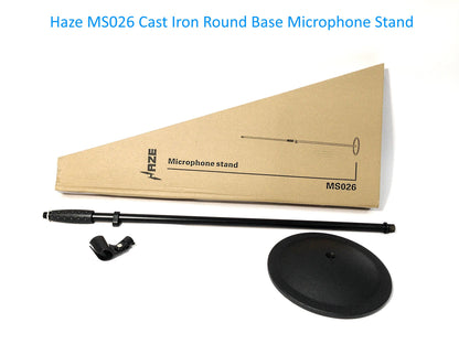 Haze MS026/MS043 Cast Iron Round Base Rod Combination Microphone Stand + Clip