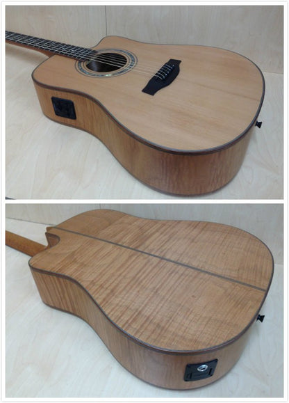 Klema Solid Canadian Cedar Top Flamed Mahogany Body Dreadnought Cutaway Acoustic Guitar - Natural K200DCCE