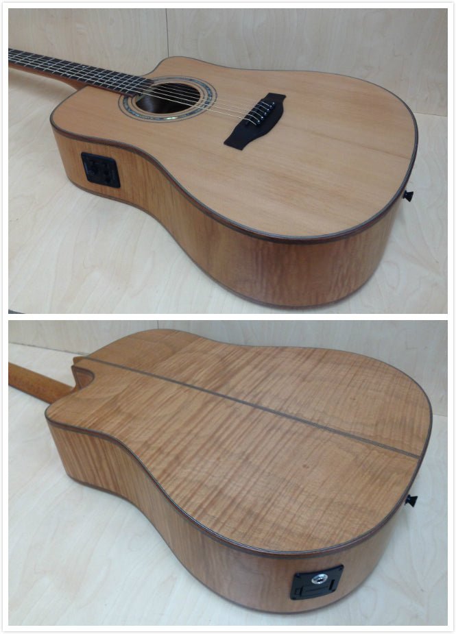 Klema K200DCCE Solid Canadian Cedar Top Flamed Maple Body Dreadnought Cutaway Acoustic Guitar - Natural