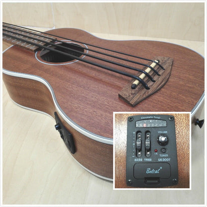 Haze Mahogany Body Walnut Fingerboard Built-in Pickups/EQ Bass Ukulele - Natural HAUB30EQ