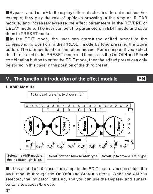 Cuvave H8 Portable Electric Guitar Amplifier Built-in Delay Tuner Phaser Reverb Effect IR Cabinet Guitar Plug