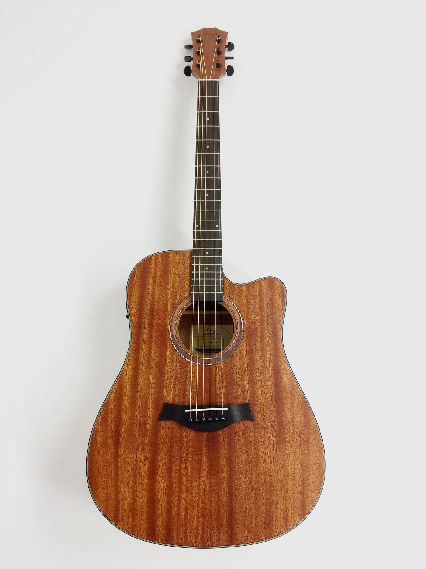 Haze W1654CEQM Solid Mahogany Top Built in Tuner/EQ Electro-Acoustic Guitar, 10W Amp, Accessories Pack