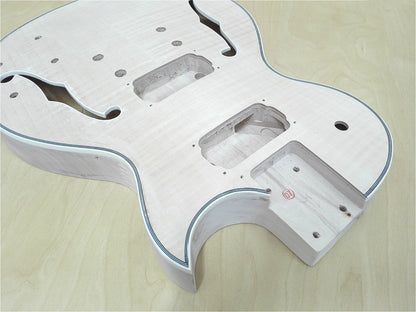 E239MBDIY Electric Guitar DIY Kit, Semi-Hollow Body, No-Soldering, Black Hardware