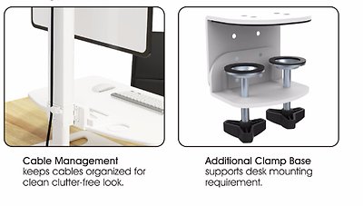 Height Adjustable Stand sit and stand work station with Single Display Mount or Clamp DWS03-T01BK