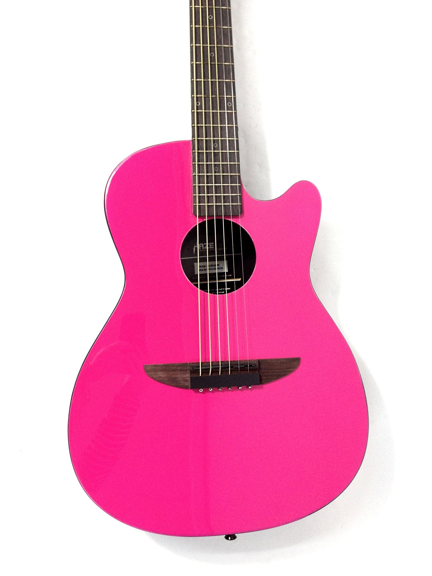 Haze Roundback 38" Traveller Built-In Pickups Acoustic Guitar - Pink HSDP836CPK