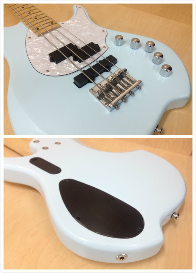 Haze Single-Coil Solid White Poplar Hybrid Electric Bass Guitar - Blue HYBRID4PJ