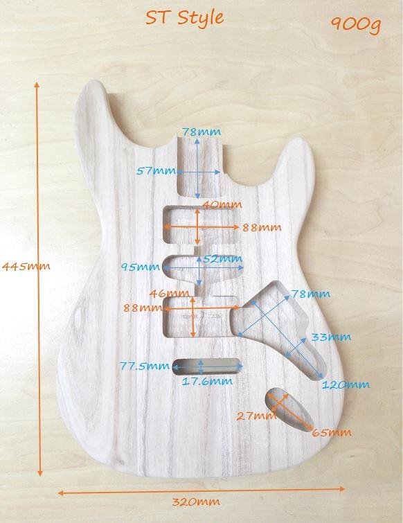 HST1910BO Basswood Electric Guitar Body, Light-Weight, Pre-Drilled, Polished