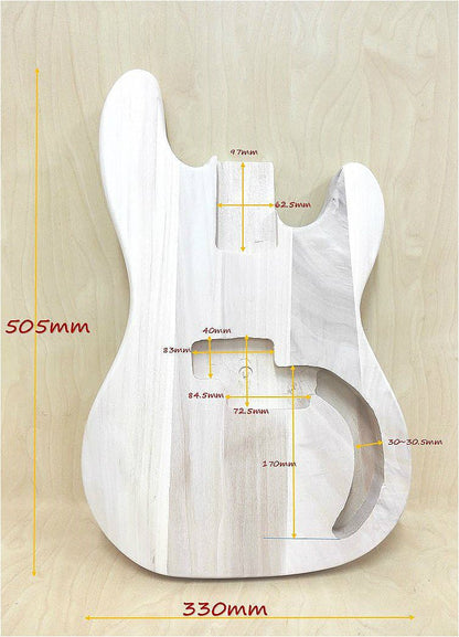 HSPB1910BO Solid Basswood Electric Bass Guitar Body, Pre-Drilled, Polished