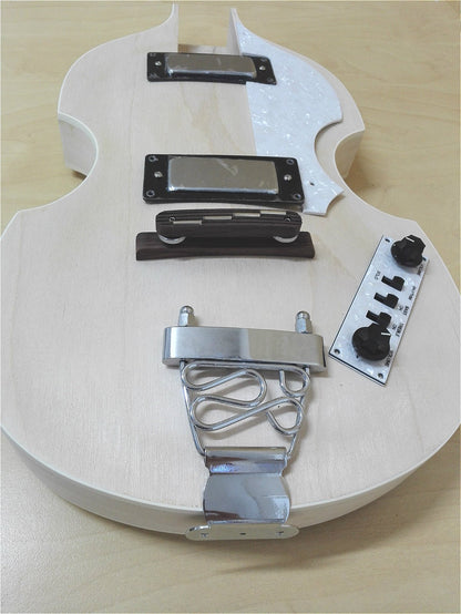 HSVL1910DIY Viola Style Electric Bass Guitar DIY Kit, No-Soldering, H-H Pickups