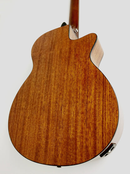 Caraya Left-Handed Built-In Pickups/Tuner OM Cutaway Acoustic Guitar - Natural HSGYPSYCEQGCLH