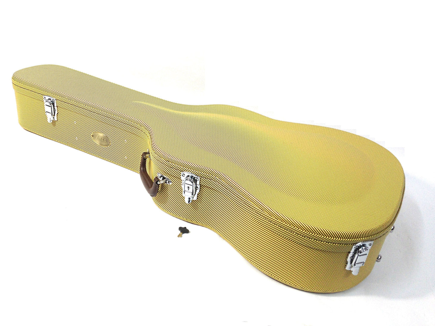 HPAA19020DAT Durable Hard Case for Dreadnought Acoustic Guitar Lockable w/Key, Yellow Twilling