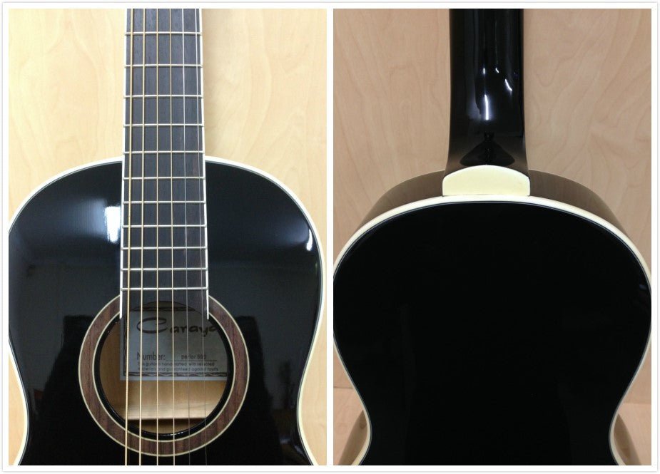 Caraya Parlor Cedar Top Built-In Pickups/Tuner Acoustic Guitar - Black PARLOR590